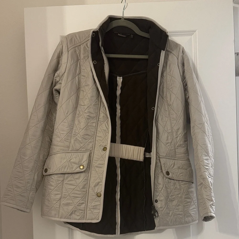 Barbour Quilted Utility Jacket in Beige - Picture 1 of 5